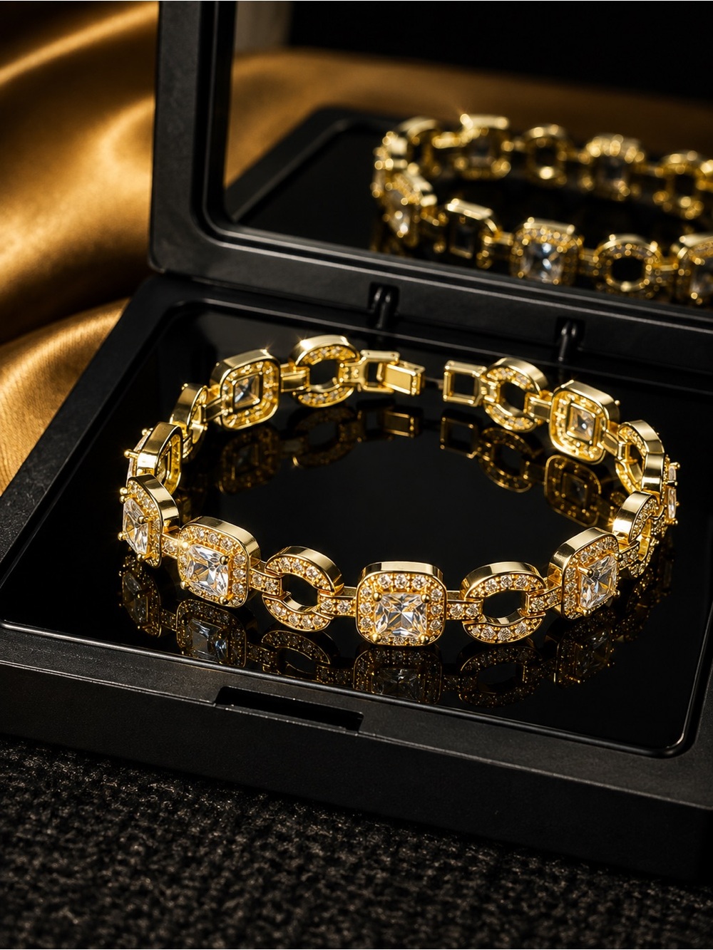 Gold Crystal Link Bracelet - Women Jewelry